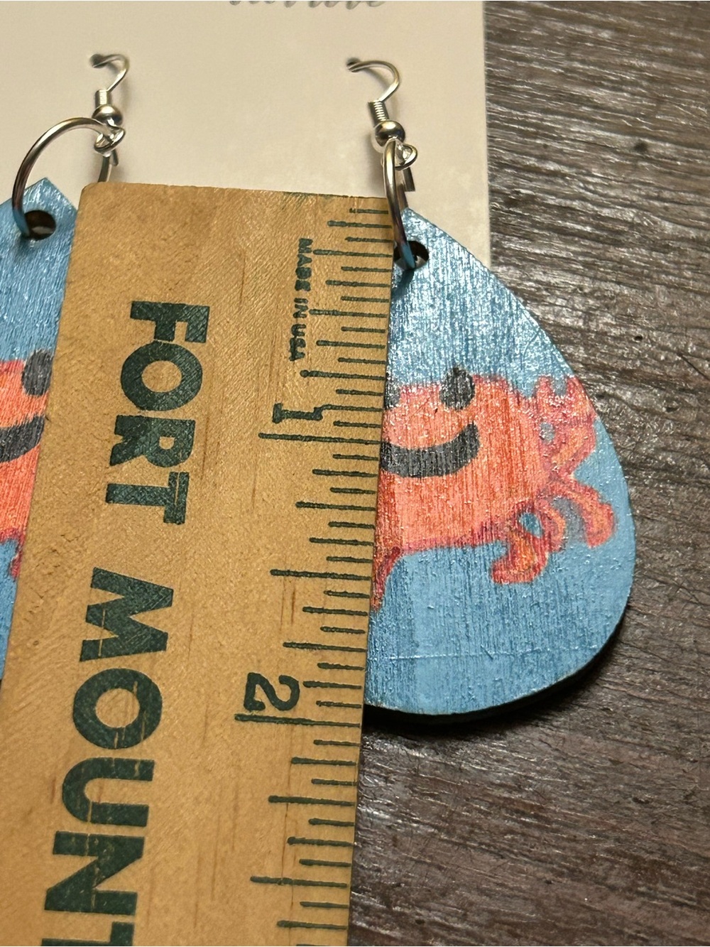 NWT Handmade Jewelry Blue Teardrop Earrings Hand Painted Crab - Picture 4 of 5